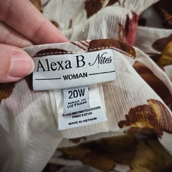 Alexa B Nites Womens Maxi Dress Floral Print Long Sleeve Fall Autumn V Neck 20W - Picture 7 of 8